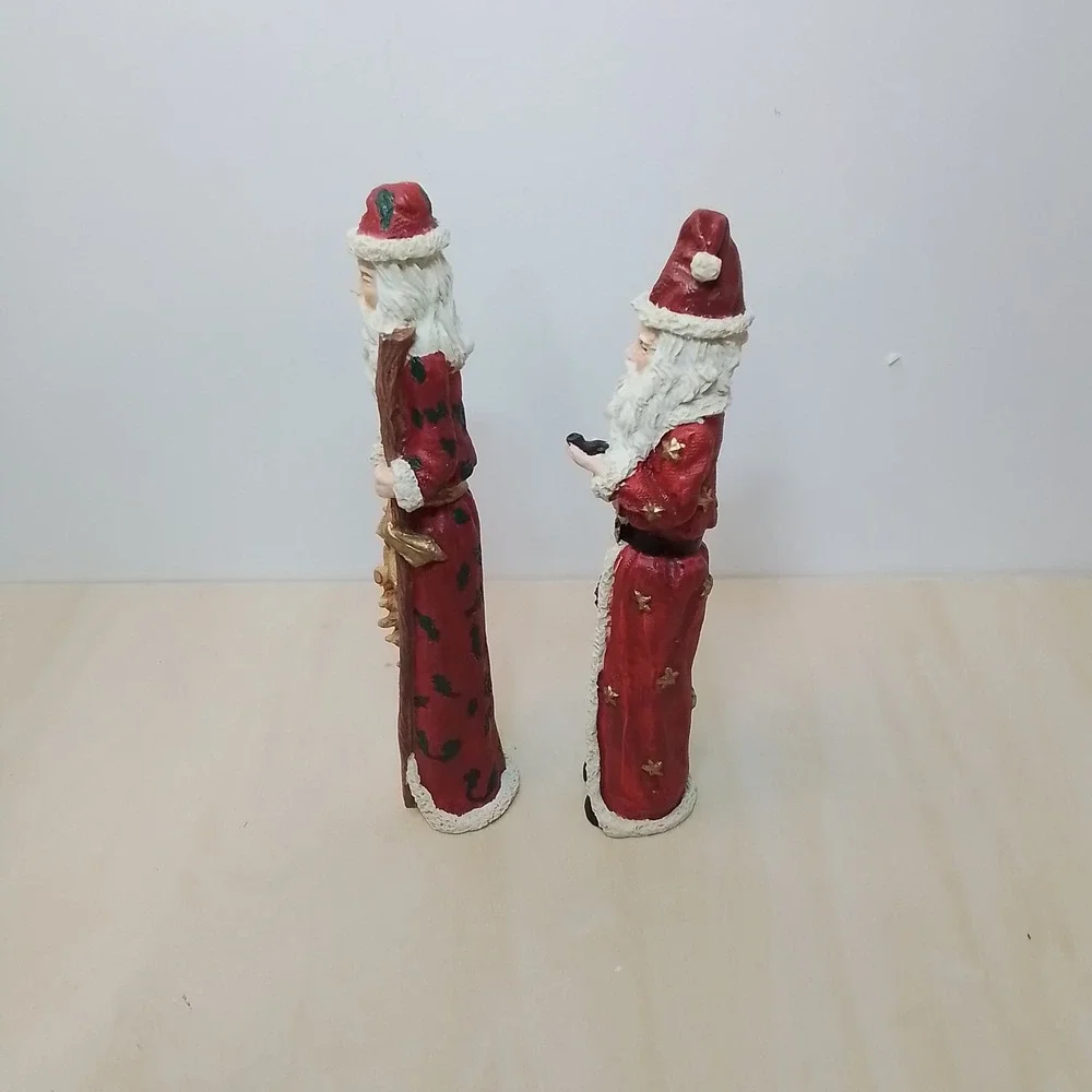 Set of 2 Vintage Santa Claus‎ Figurines Christmas Decor Festive Home Accents